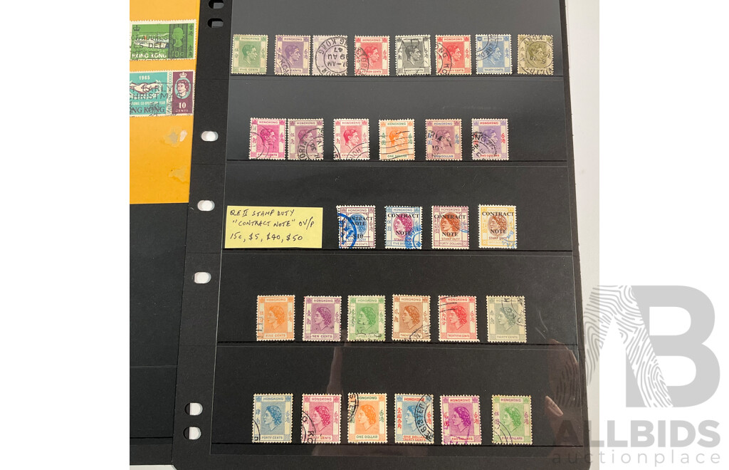 Great Britain/Hong Kong Stamps Including KGVI, QE2, Sets, Contract Note Overprints, Mint Hinged