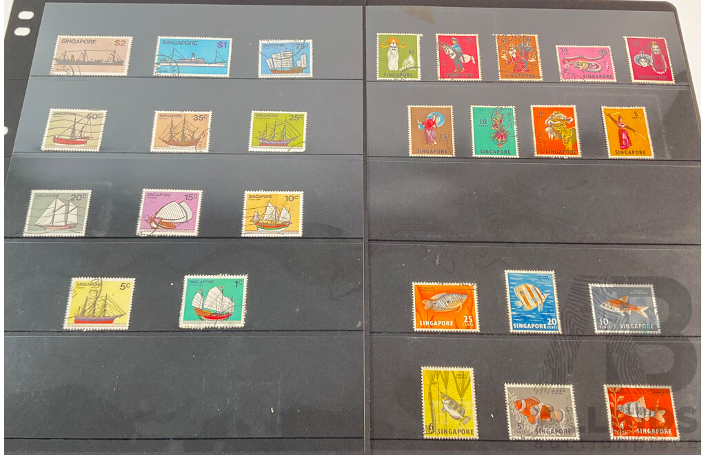 Singapore Stamps Including Fish and Ship Sets