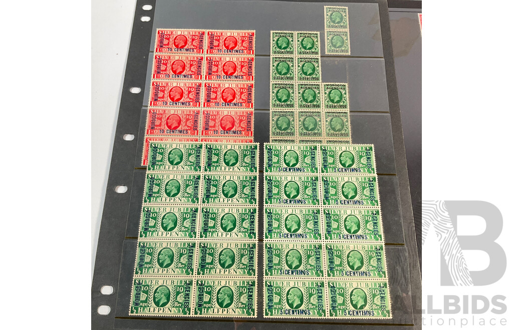 Great Britain 1911-1936 Foreign Offices Stamps Including Levant and Morocco, Mint Blocks