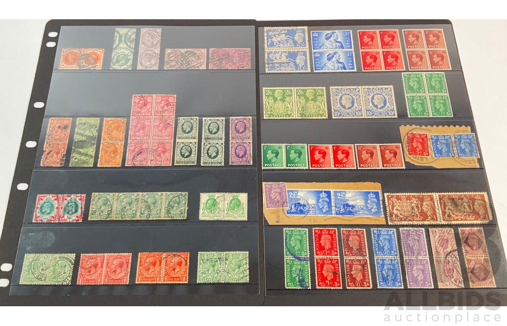 Great Britain Stamps, QV to QE2, Pairs, Blocks, Mint Hinged