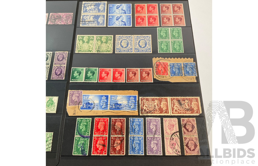 Great Britain Stamps, QV to QE2, Pairs, Blocks, Mint Hinged