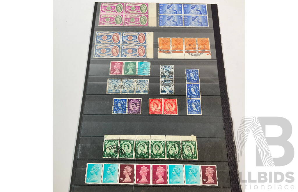 Great Britain Stamps, KEVII to QE2, Blocks, Mint Hinged, Selvage, Control Numbers