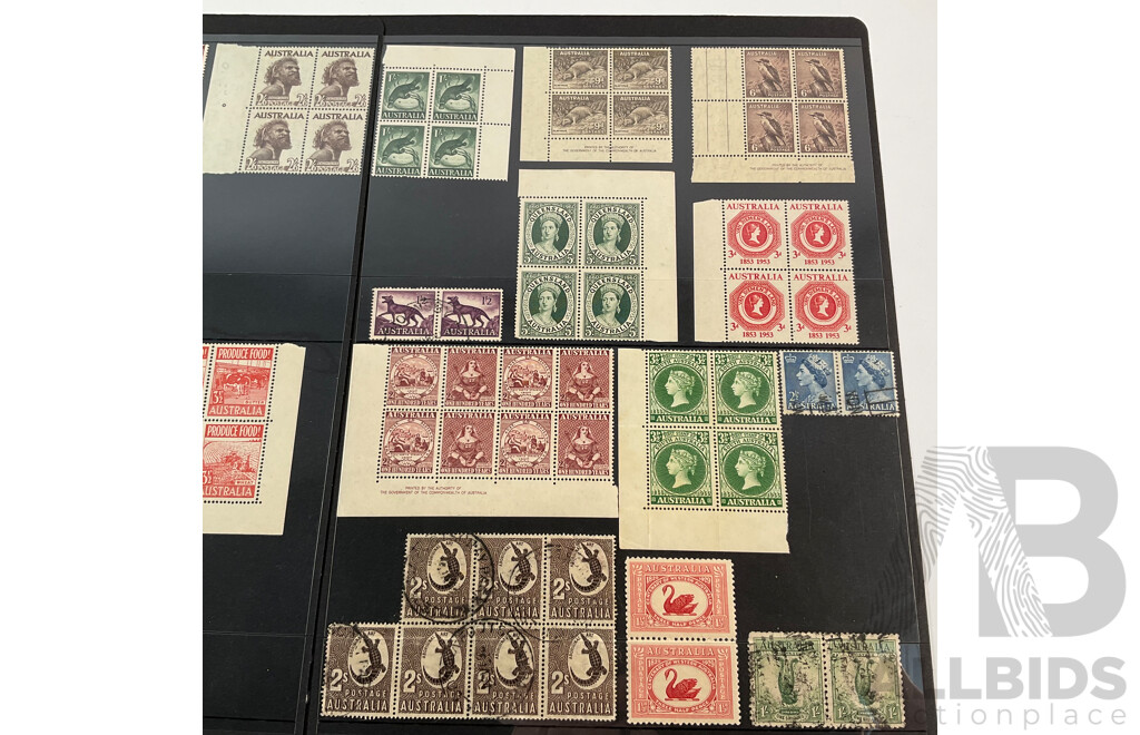 Australian Predecimal Stamp Blocks, Produce Food, Mint Hinged