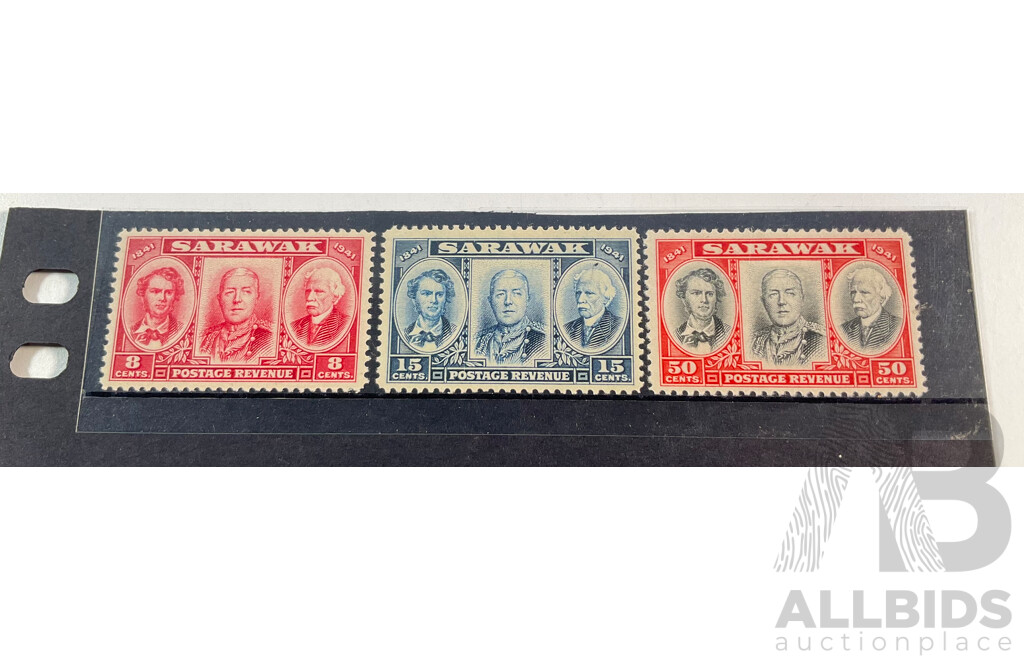 Sarawak 1941 Stamp Set, Eight Cents to Fifty Cents, Mint Hinged