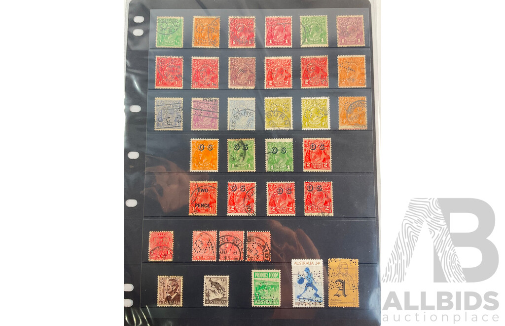 Australian Predecimal Stamps QV and KGV Perfins, Official Service Overprints