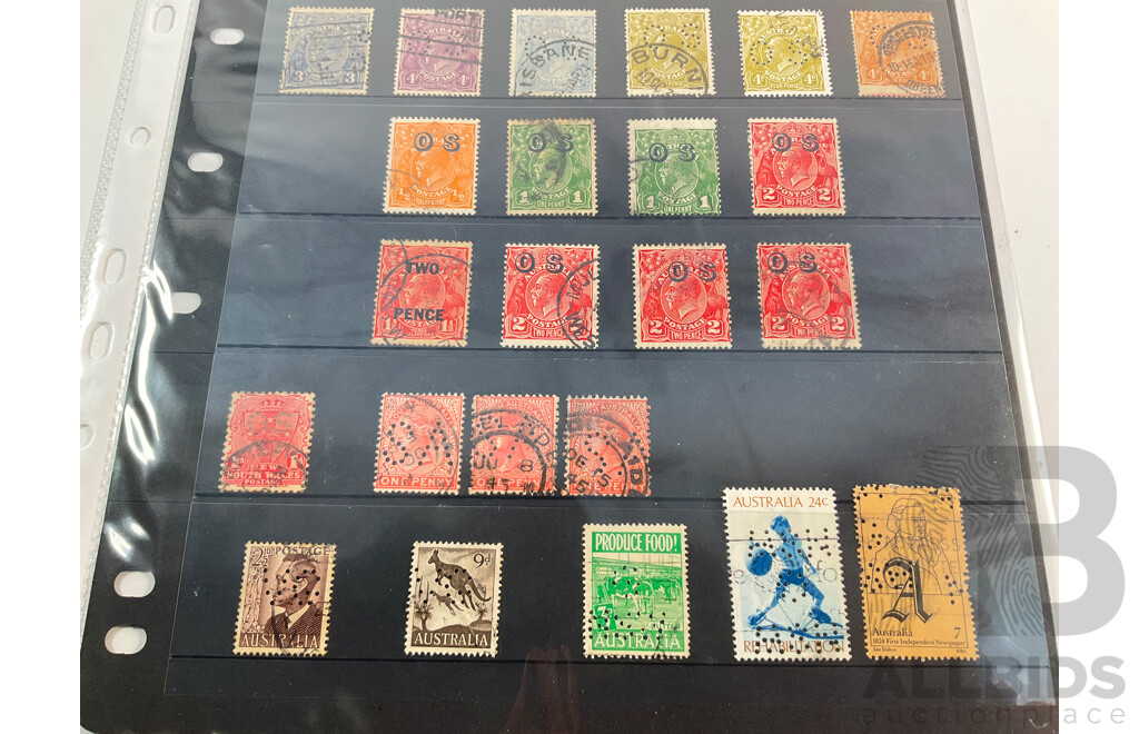 Australian Predecimal Stamps QV and KGV Perfins, Official Service Overprints