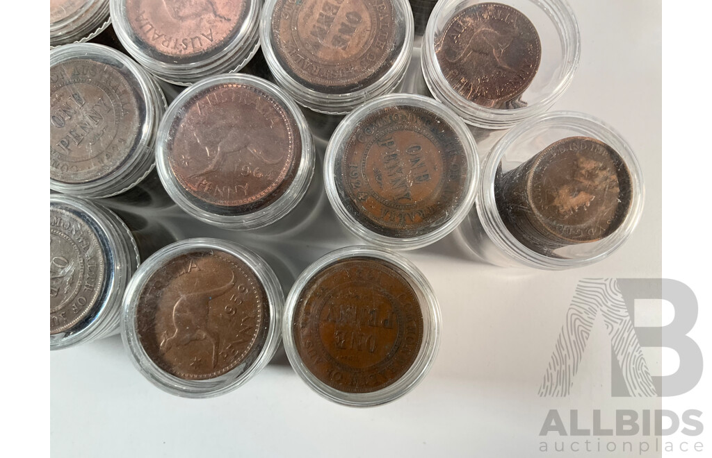 Collection of Australian Pennies and Half Pennies, Examples Spanning 1911 to 1964 - Approximately 4.6 Kilograms