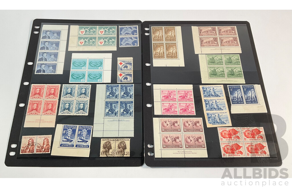 Australian Predecimal Stamp Blocks and Pairs Including John Ash Print