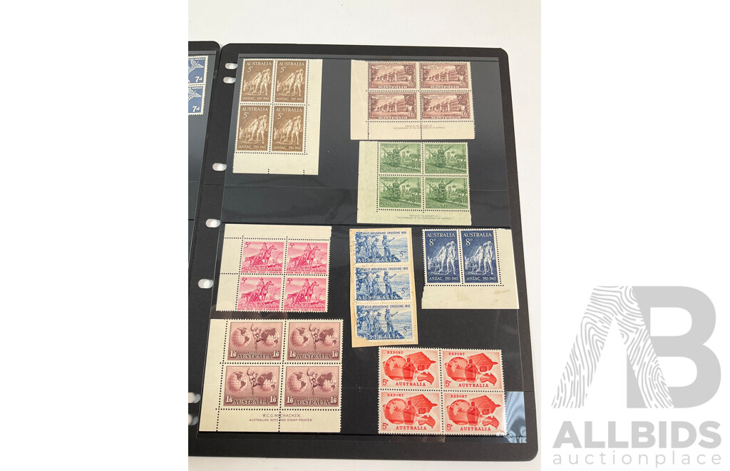 Australian Predecimal Stamp Blocks and Pairs Including John Ash Print