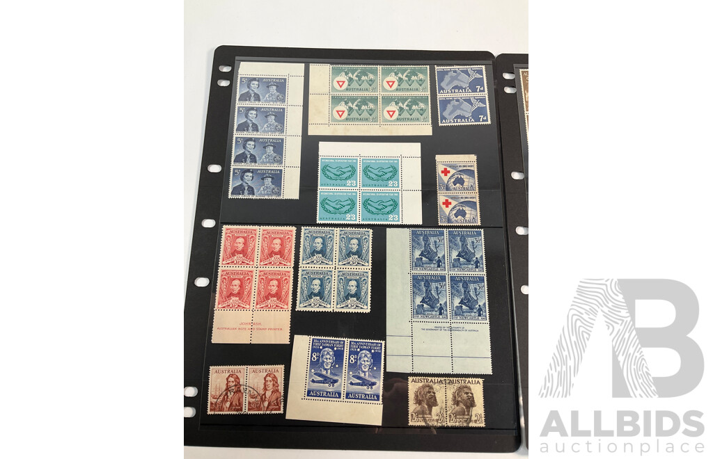 Australian Predecimal Stamp Blocks and Pairs Including John Ash Print