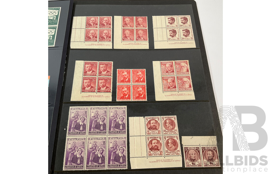 Australian Predecimal and Decimal Stamp Blocks and Pairs Including Mints
