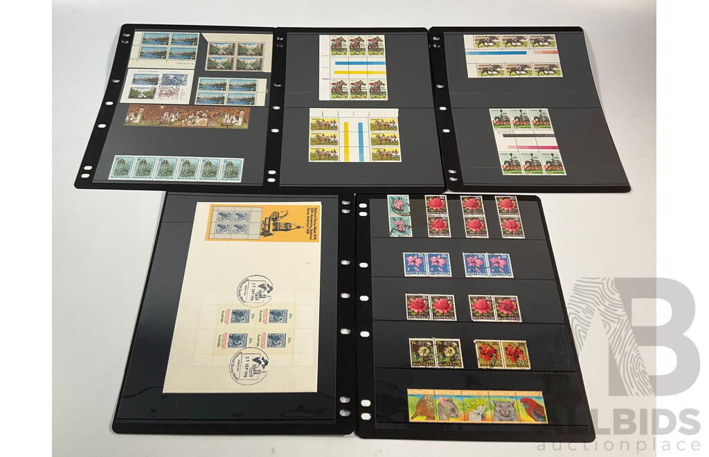 Australian Predecimal and Decimal Stamp Blocks and Pairs Including Mints and Sets