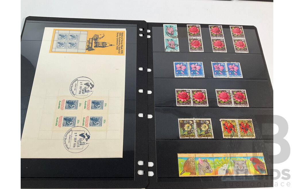 Australian Predecimal and Decimal Stamp Blocks and Pairs Including Mints and Sets