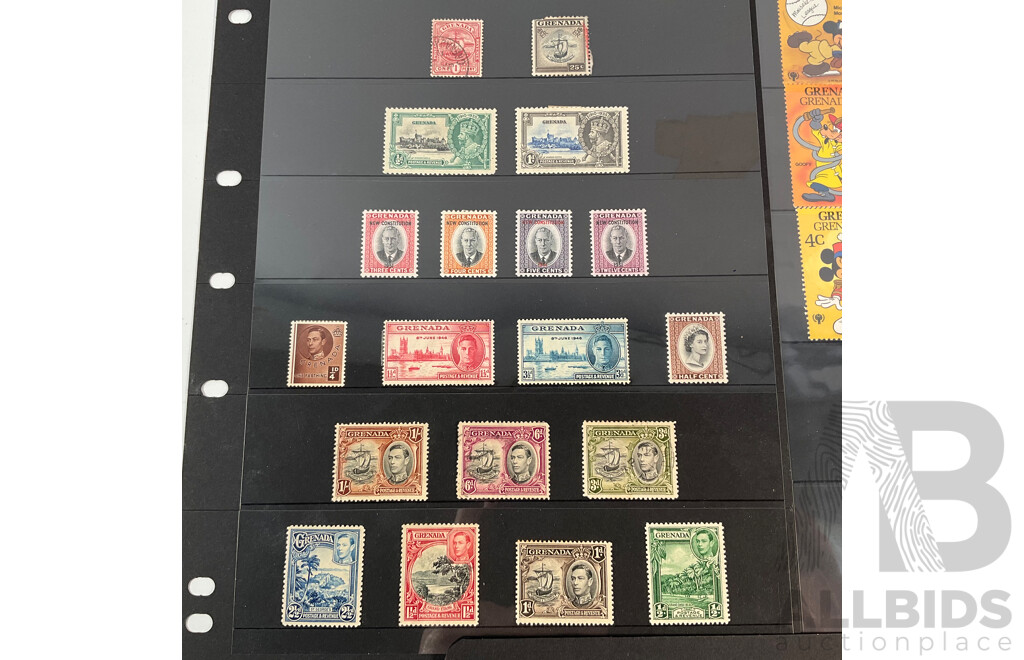 Great Britain/Grenada Stamps, KGV to QE2, One Shilling, Mints