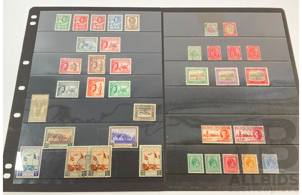 Great Britain/St Kitts, Nevis, Somaliland Stamps, Hand Cancels, Overprints