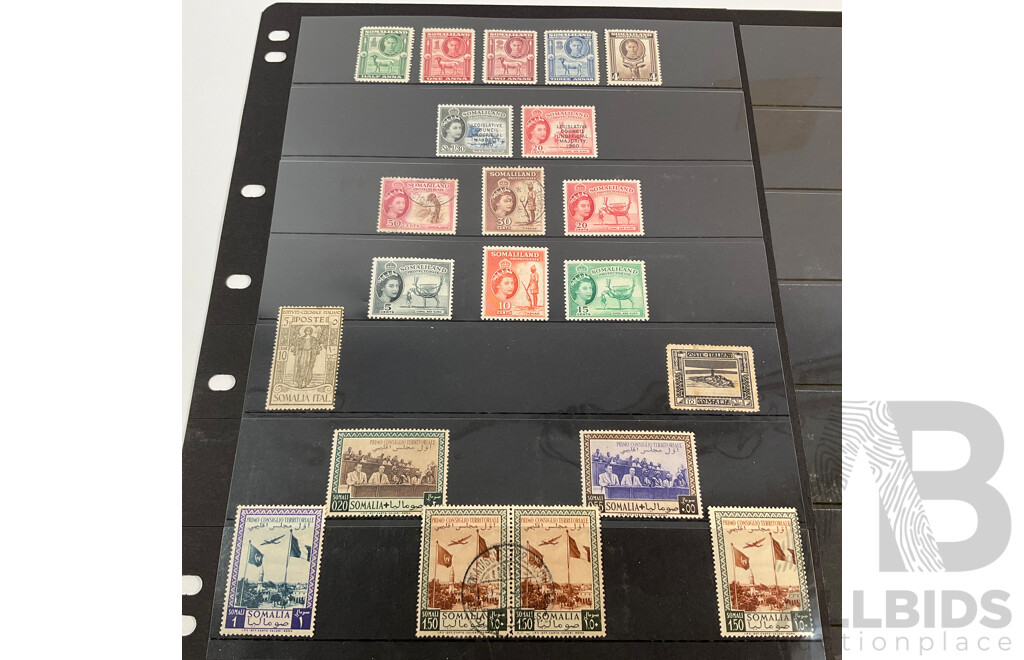 Great Britain/St Kitts, Nevis, Somaliland Stamps, Hand Cancels, Overprints