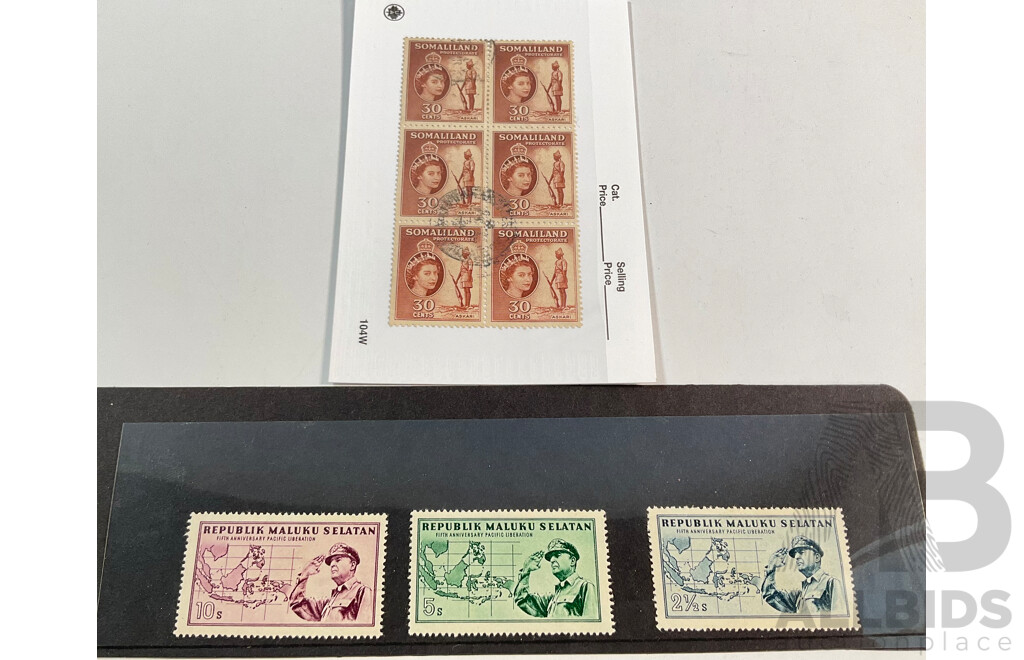 Great Britain/Somaliland, Republic of Maluku Selatan Stamps, QE2, Douglas MacArthur Set to Ten Shilling