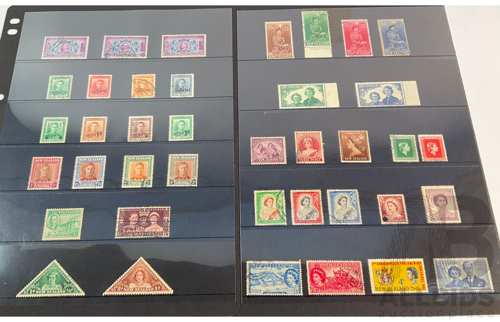 New Zealand Stamps, KGVI, QE2, Overprints, Mint Hinged