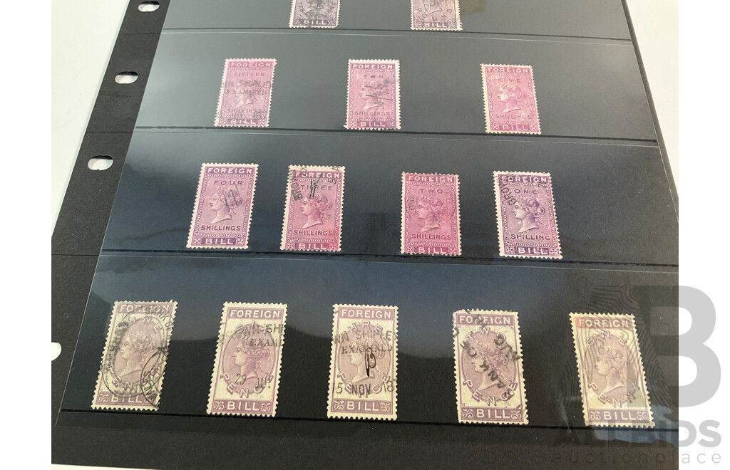 Great Britain 1870's Foreign Bill Stamps to Five Shilling
