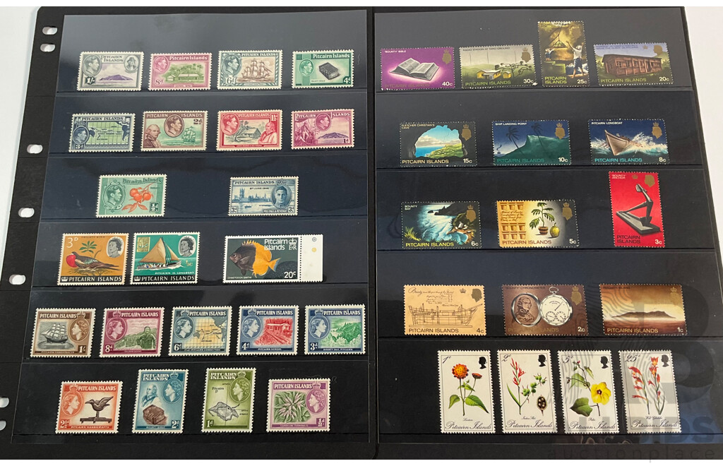 Great Britain Pitcairn Island Stamps, KGVI, QE2, Mint, Mint Hinged