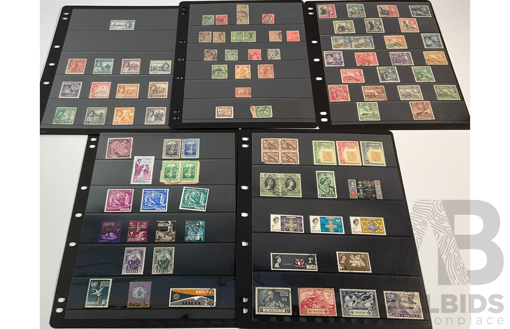 Great Britain/Malta Stamps, KGV to QE2, Diagonal Self Government Overprints