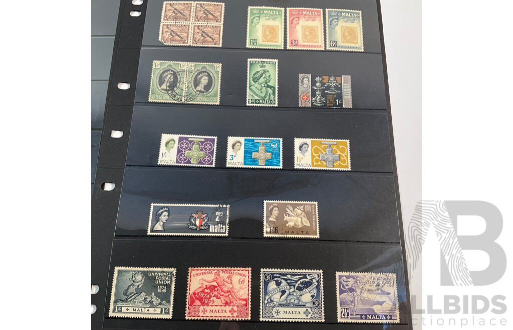 Great Britain/Malta Stamps, KGV to QE2, Diagonal Self Government Overprints