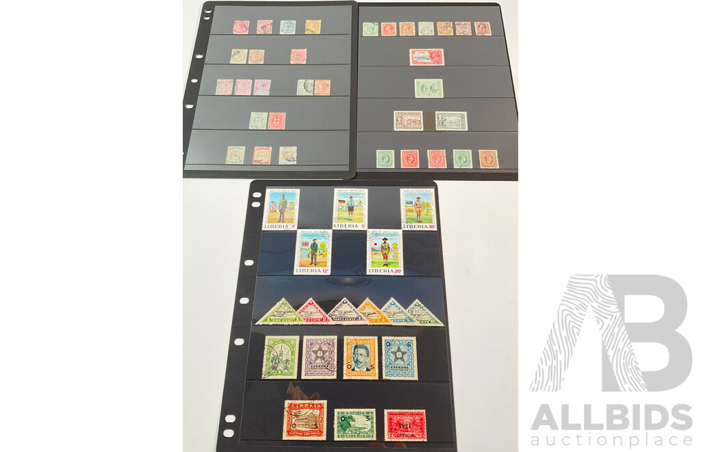 Jamaica 1800's and Liberia Stamps, QV, KGV, Sets