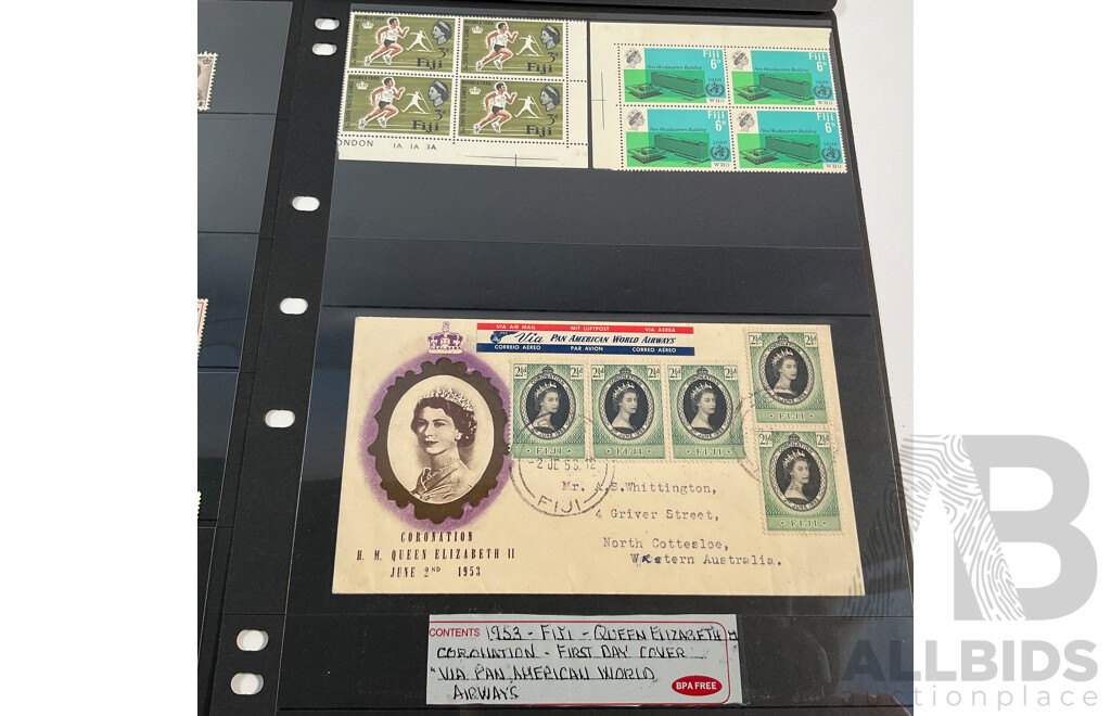 Fiji Stamps, QE2, Five Shilling, Mostly Mint Hinged