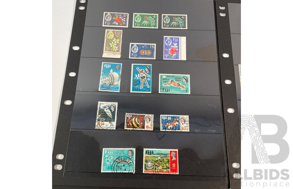 Fiji Stamps, QE2, Five Shilling, Mostly Mint Hinged