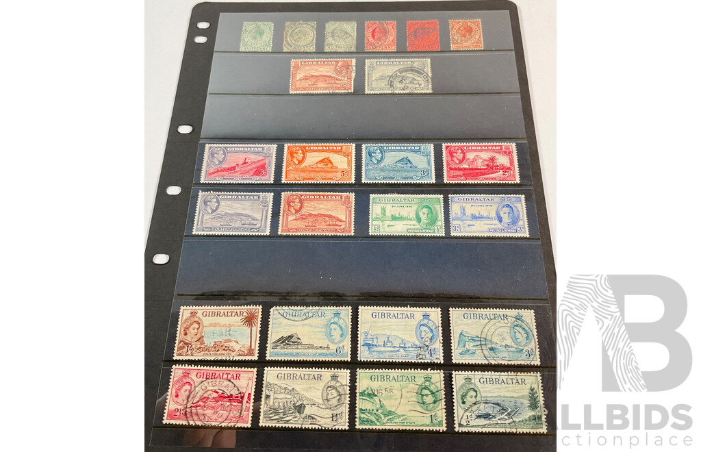 Great Britain/Gibraltar Stamps, KGV to QE2 , One Shilling