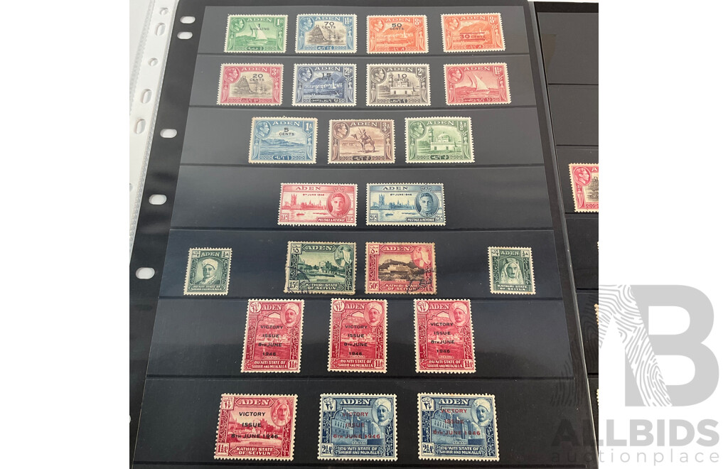 Great Britain/Aden Stamps, KGVI, WW2 Victory Overprints
