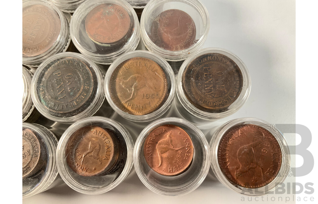Collection of Australian Pennies and Half Pennies, Examples Spanning 1911 to 1964 - Approximately 4.6 Kilograms