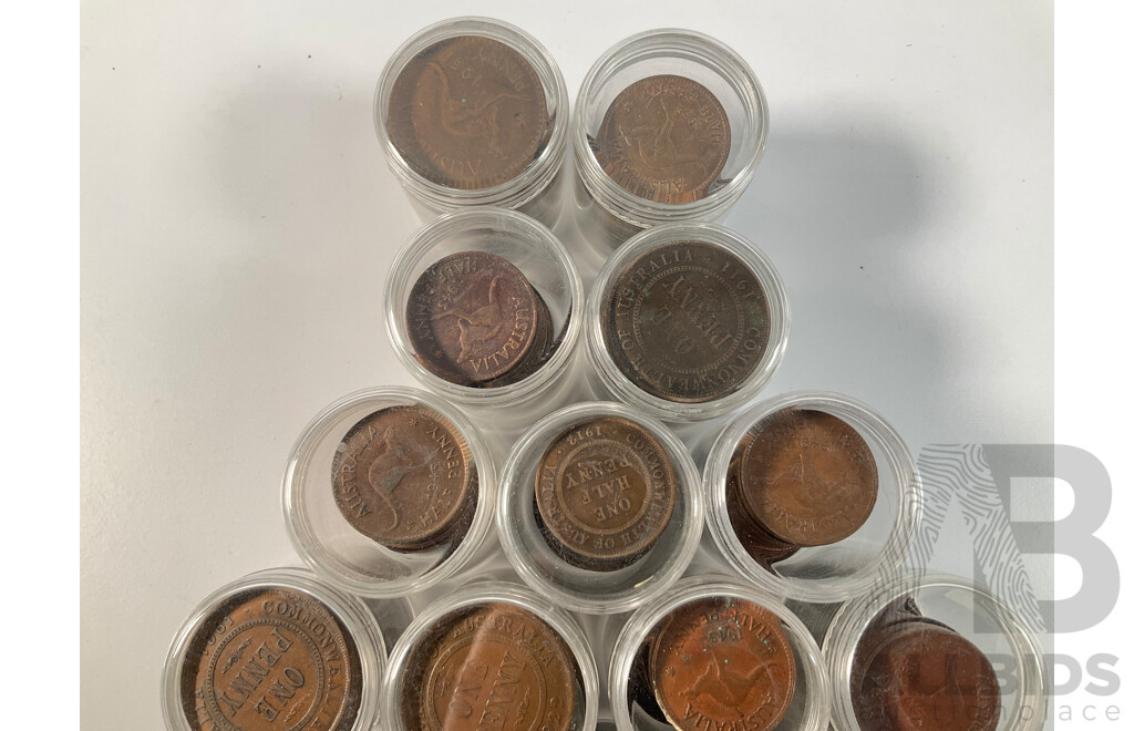Collection of Australian Pennies and Half Pennies, Examples Spanning 1911 to 1964 - Approximately 4.6 Kilograms