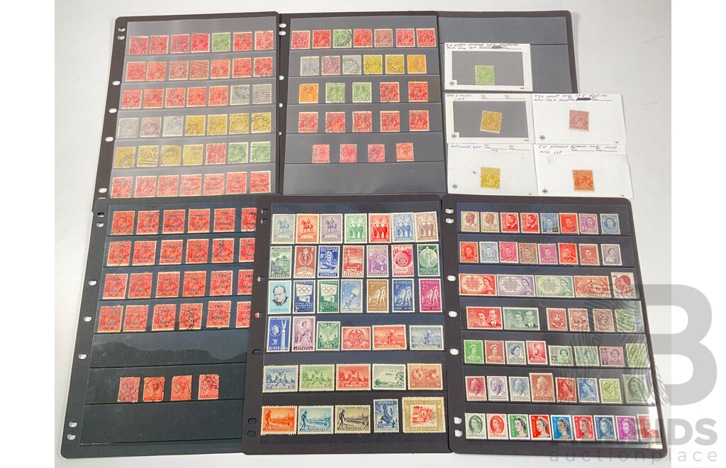 Collection of Australian Predecimal Stamps Including KGV Heads with Inverted Water Mark, Six Crowns C of A, Perfins, Overprints, QV Perfins, KGV Silver Jubilee Set Mint, 1940 Armed Forces Mint Set, 1934 Victoria Centenary Mint Set