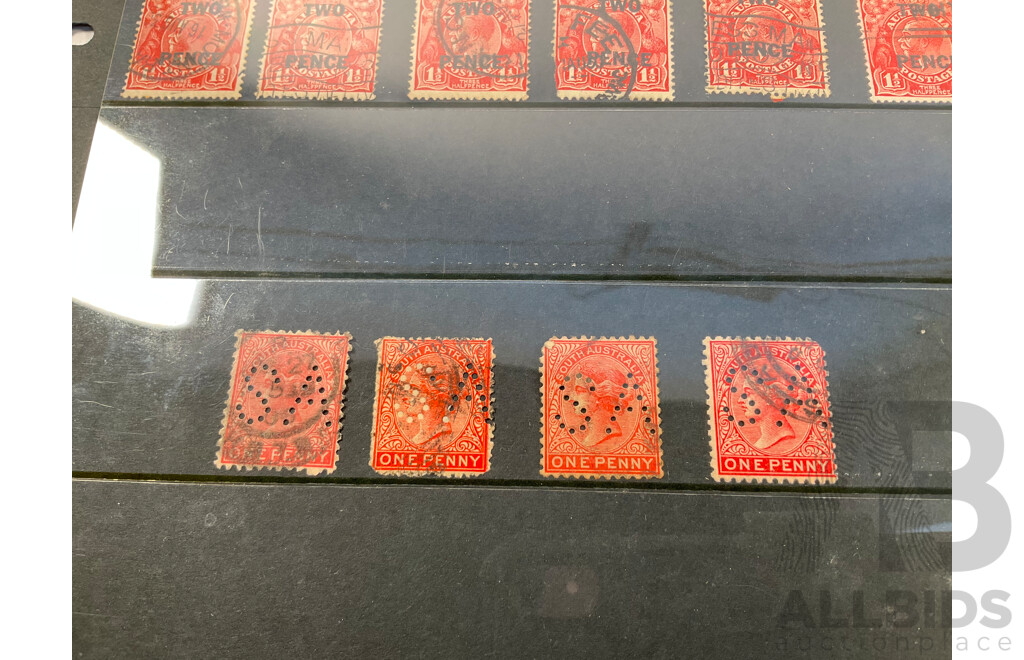 Collection of Australian Predecimal Stamps Including KGV Heads with Inverted Water Mark, Six Crowns C of A, Perfins, Overprints, QV Perfins, KGV Silver Jubilee Set Mint, 1940 Armed Forces Mint Set, 1934 Victoria Centenary Mint Set