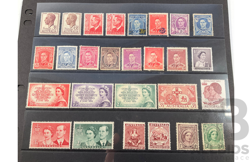 Collection of Australian Predecimal Stamps Including KGV Heads with Inverted Water Mark, Six Crowns C of A, Perfins, Overprints, QV Perfins, KGV Silver Jubilee Set Mint, 1940 Armed Forces Mint Set, 1934 Victoria Centenary Mint Set