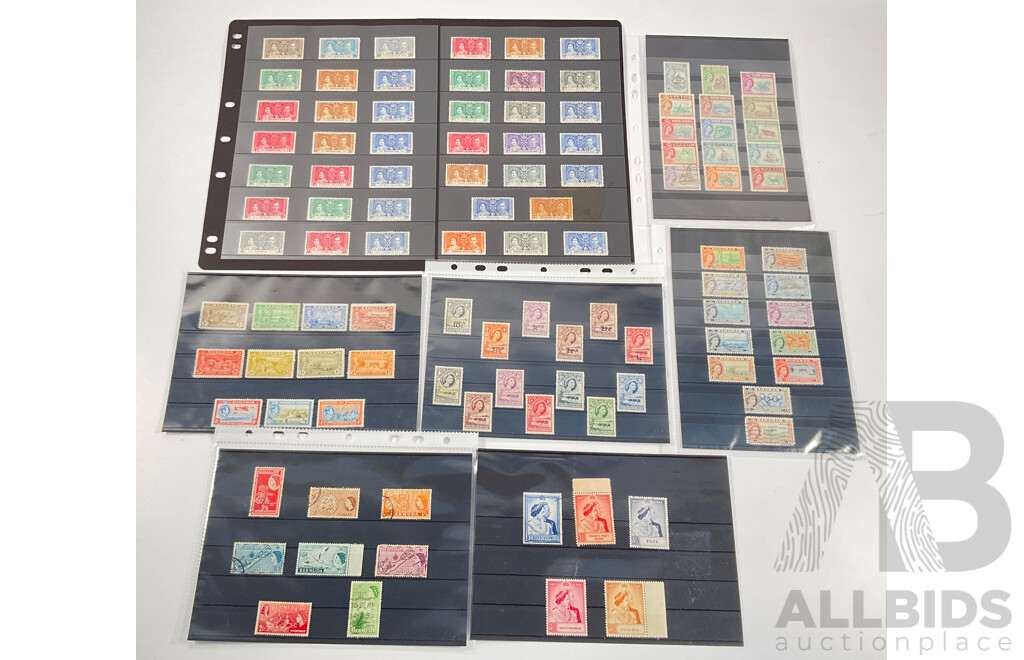 Collection of British Empire Stamps Including 1937 KGVI Coronation Omnibus Aden, Bahamas, Bermuda, Caymen Islands, Ceylon, Cyprus, Dominica, Fiji, Gibraltar, Gilbert & Ellice Islands, Gold Coast, Grenada, British Guiana, Honduras..........................