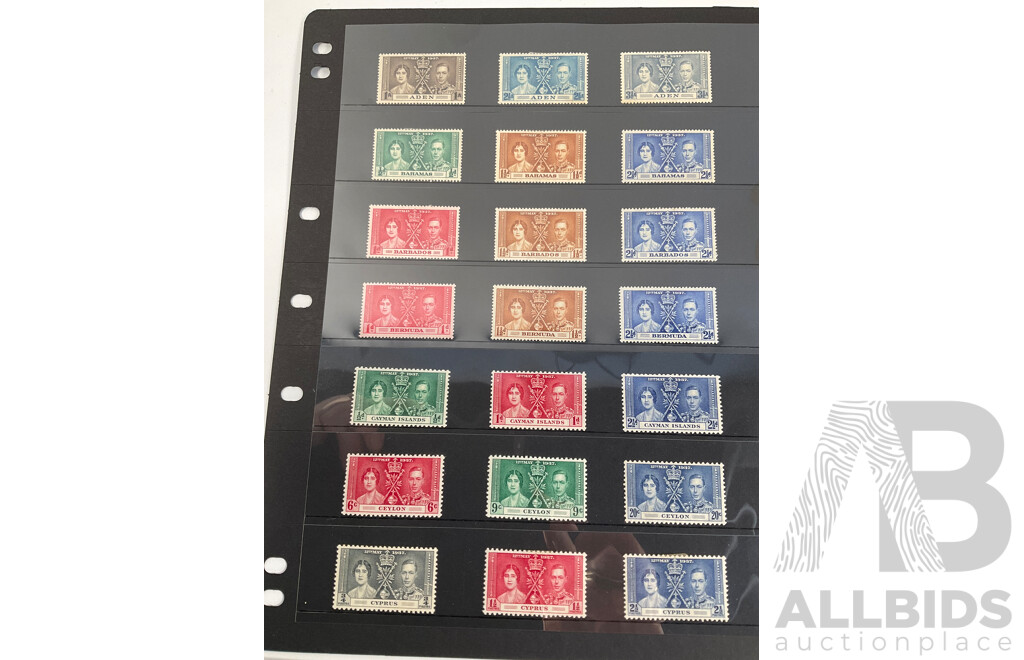 Collection of British Empire Stamps Including 1937 KGVI Coronation Omnibus Aden, Bahamas, Bermuda, Caymen Islands, Ceylon, Cyprus, Dominica, Fiji, Gibraltar, Gilbert & Ellice Islands, Gold Coast, Grenada, British Guiana, Honduras..........................