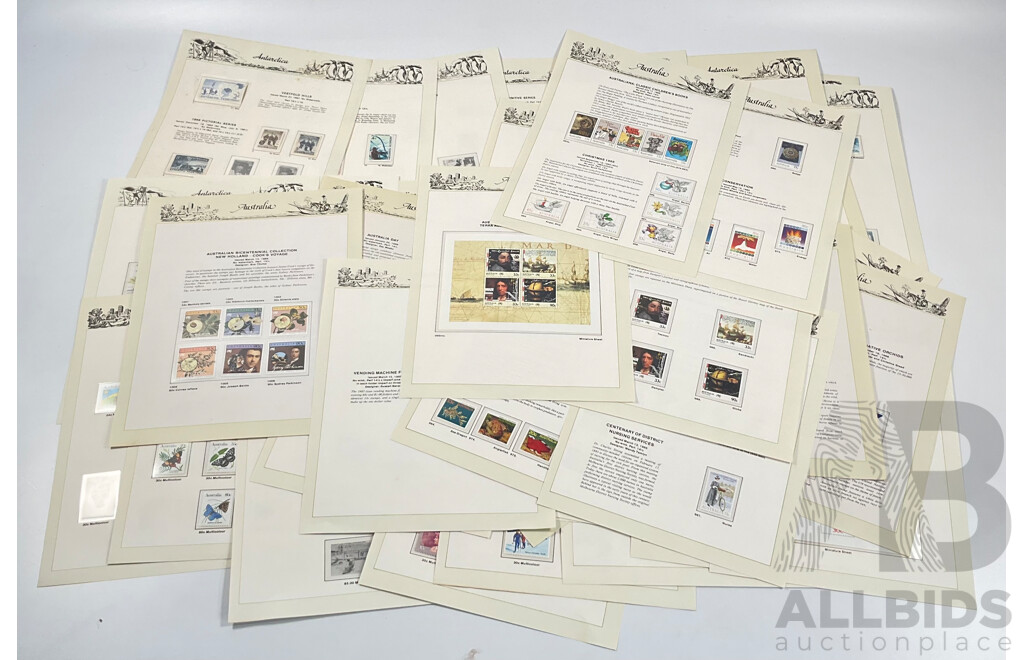 Australian Seven Seas Hingeless Stamp Pages Spanning 1957 to 1986, Many Mint Sets, Forty Three Pages