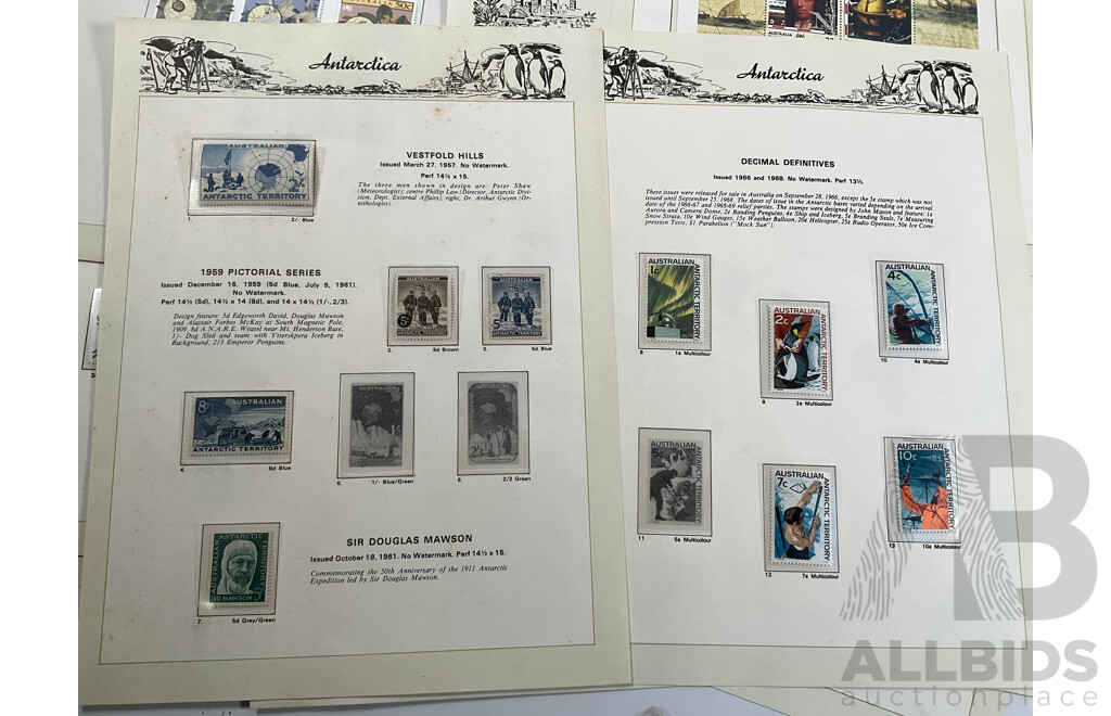 Australian Seven Seas Hingeless Stamp Pages Spanning 1957 to 1986, Many Mint Sets, Forty Three Pages