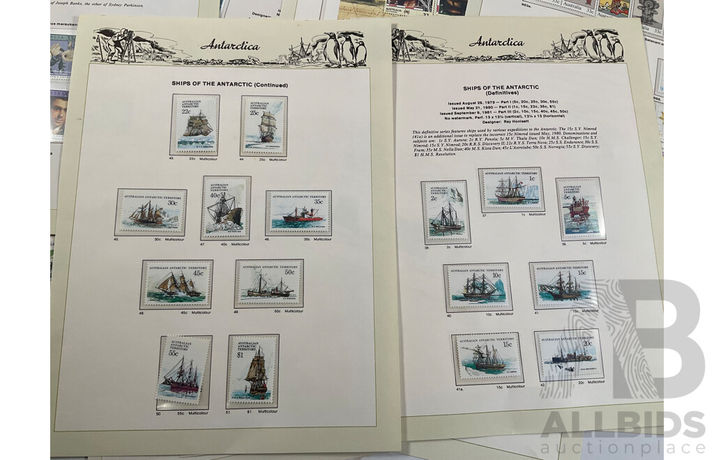 Australian Seven Seas Hingeless Stamp Pages Spanning 1957 to 1986, Many Mint Sets, Forty Three Pages