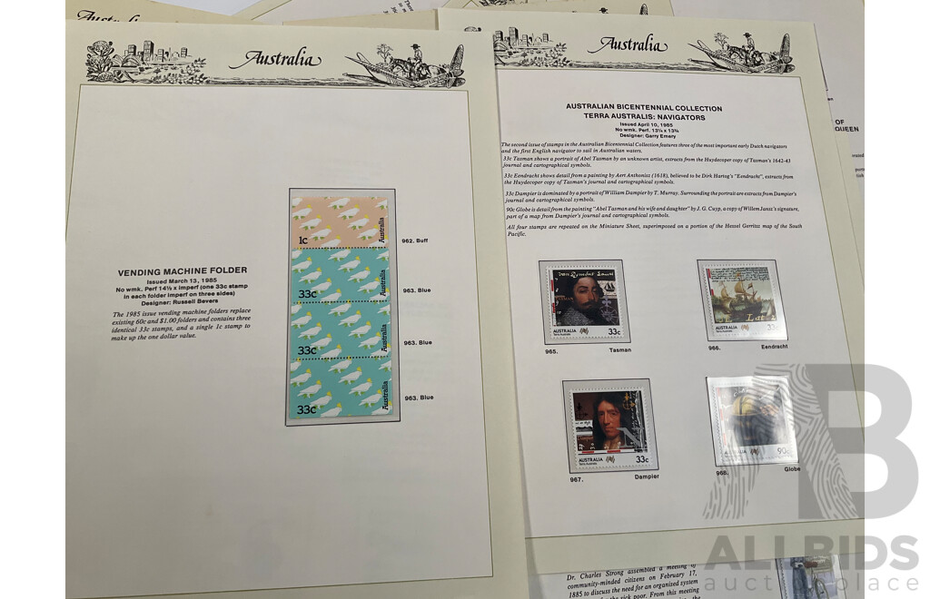 Australian Seven Seas Hingeless Stamp Pages Spanning 1957 to 1986, Many Mint Sets, Forty Three Pages