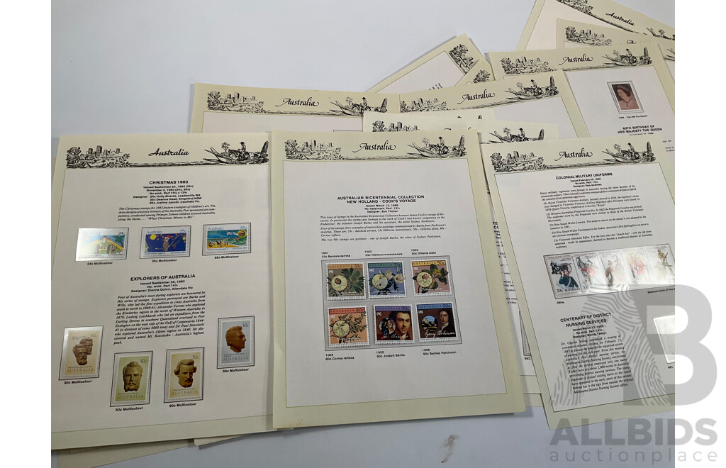 Australian Seven Seas Hingeless Stamp Pages Spanning 1957 to 1986, Many Mint Sets, Forty Three Pages