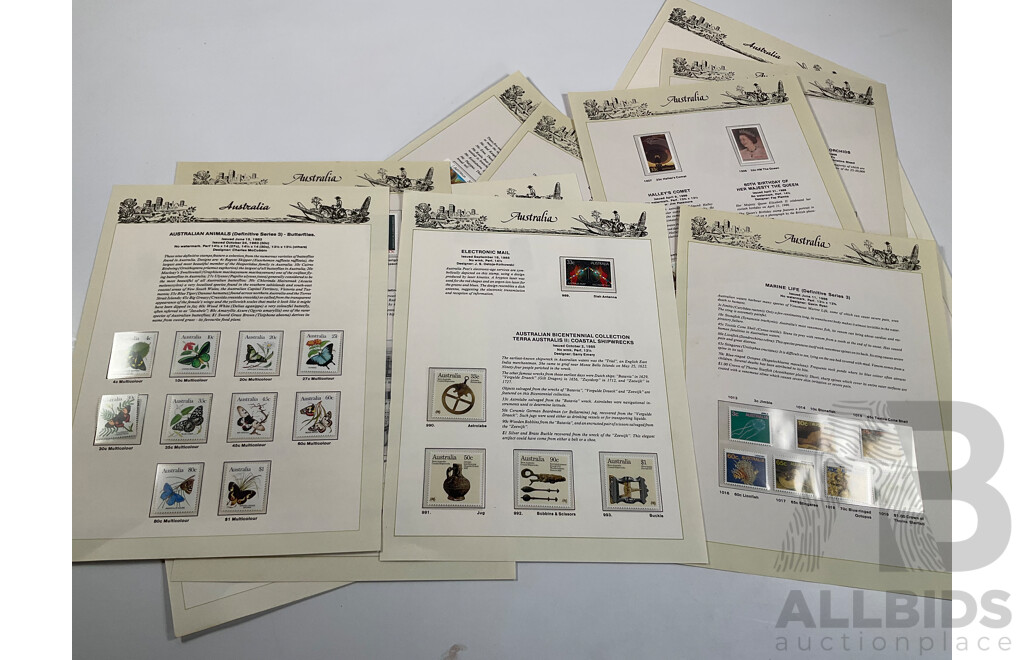 Australian Seven Seas Hingeless Stamp Pages Spanning 1957 to 1986, Many Mint Sets, Forty Three Pages