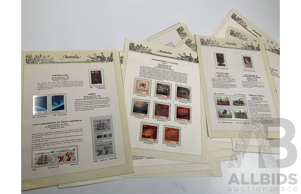 Australian Seven Seas Hingeless Stamp Pages Spanning 1957 to 1986, Many Mint Sets, Forty Three Pages