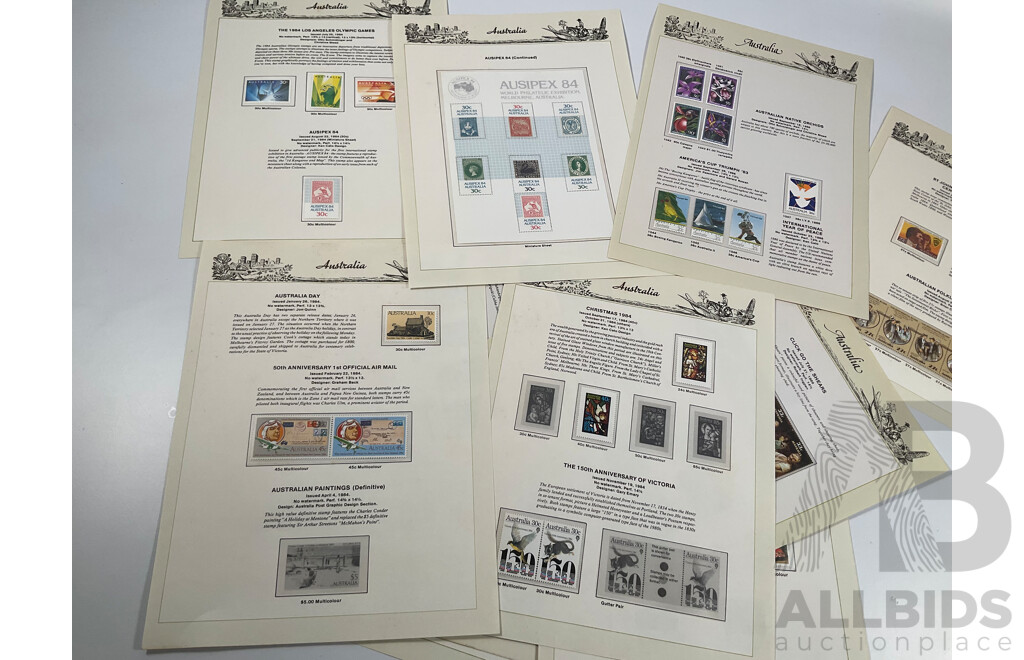 Australian Seven Seas Hingeless Stamp Pages Spanning 1957 to 1986, Many Mint Sets, Forty Three Pages