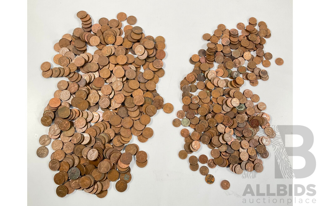 Collection of Australian One and Two Cent Coins Spanning 1966 to 1980's - Approximately 3 Kilograms