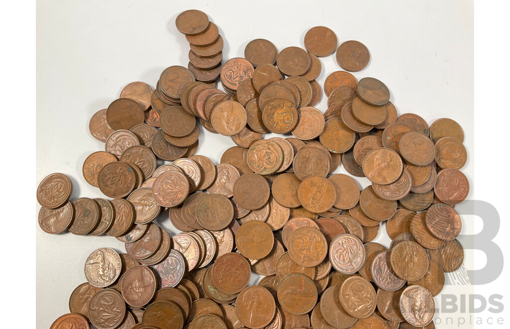 Collection of Australian One and Two Cent Coins Spanning 1966 to 1980's - Approximately 3 Kilograms