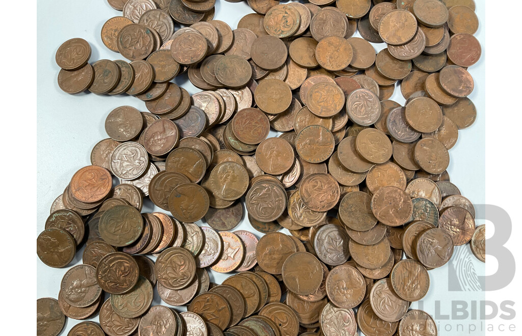 Collection of Australian One and Two Cent Coins Spanning 1966 to 1980's - Approximately 3 Kilograms