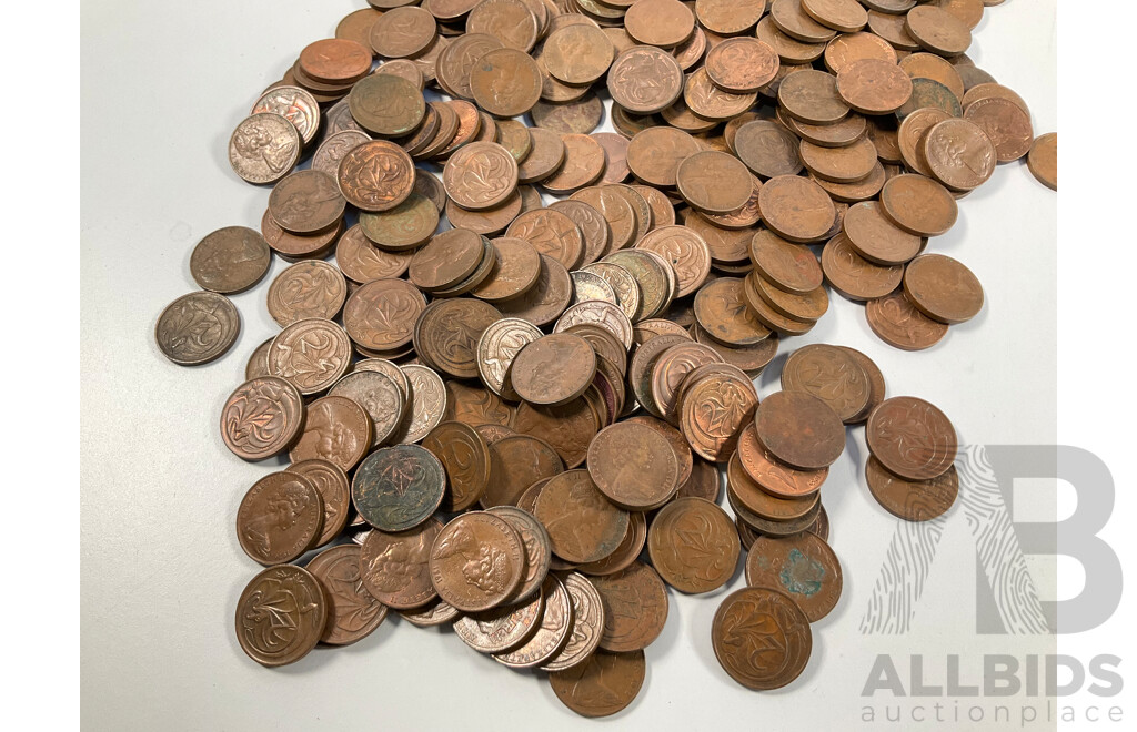 Collection of Australian One and Two Cent Coins Spanning 1966 to 1980's - Approximately 3 Kilograms